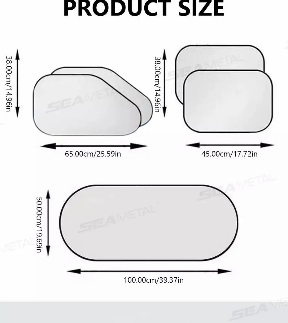 Car Sun Shade UV Protector, Reflective Fabric Car Window Sunshade, Front Rear Back Window Sun Visor, Summer UV Protection, SEAMETAL