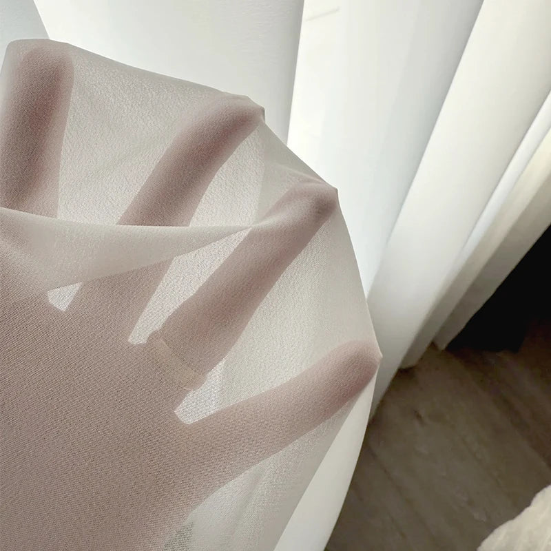 Solid White Tulle, Luxurious Chiffon Sheer Window Curtains For Living Room, Modern Voile Organza Drapes Bedroom Decoration, ASAZAL