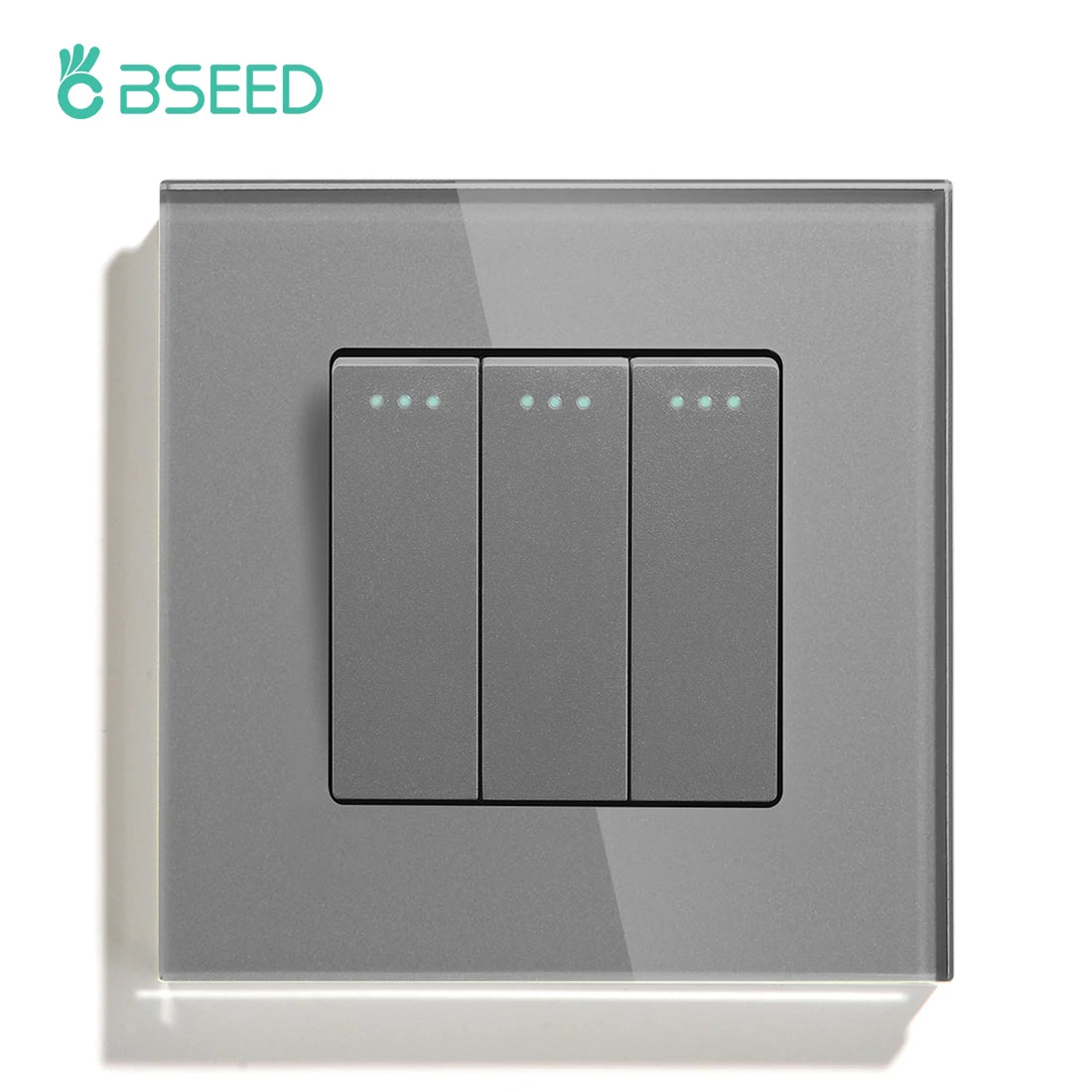 BSEED Mechanical Wall Light Switch Button Switch 1/2/3Gang 1Way Crystal Glass Panel Power Switch Switch On Off 250V White Black