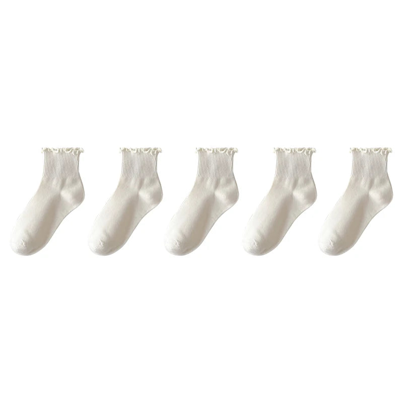 Japanese Winter Rolled Edge Short Socks Cute Socks Women Fresh Winter Wooden Ear Edge Female Socks Student Lo Niang Short Socks