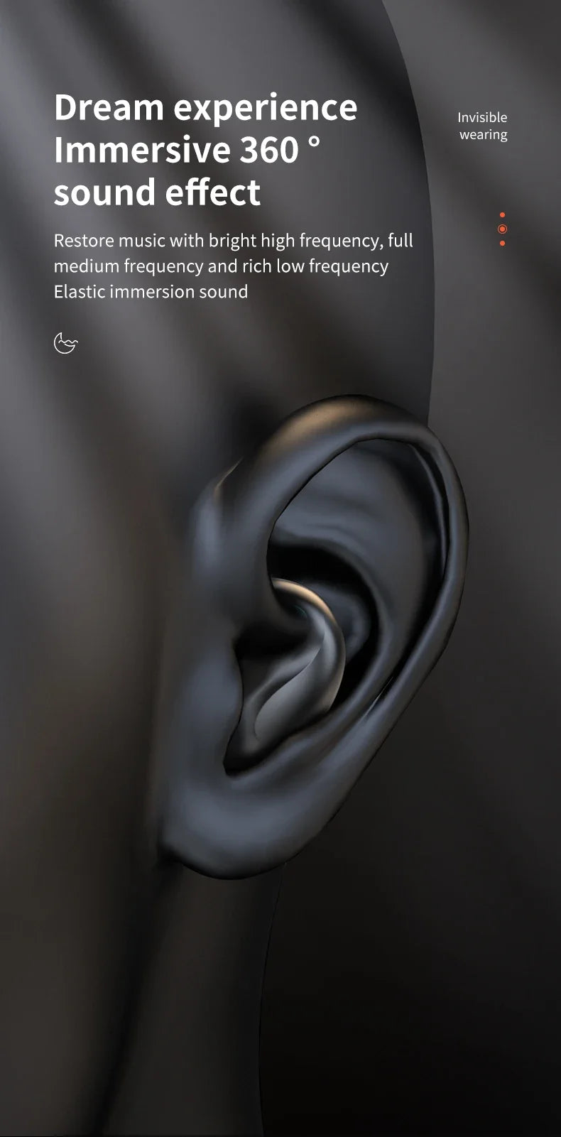 Sleep Wireless Earphone TWS Bluetooth 5.3 Headphones Hidden Earbuds IPX5 Waterproof Noise Reduction Sports Headset