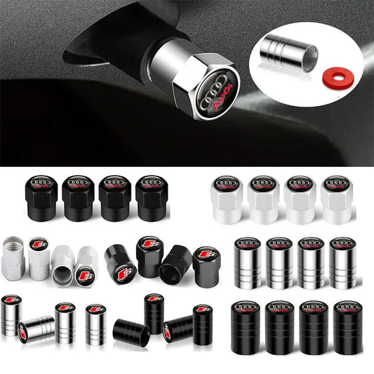4Pcs Car Valve Cap Wheel Valves Dust Cover Tire Accessories For Audi S line Sports A1 A3 A4 A5 A6 A7 A8 Q2 Q3 Q5 Q7 TT S5 S3 S4