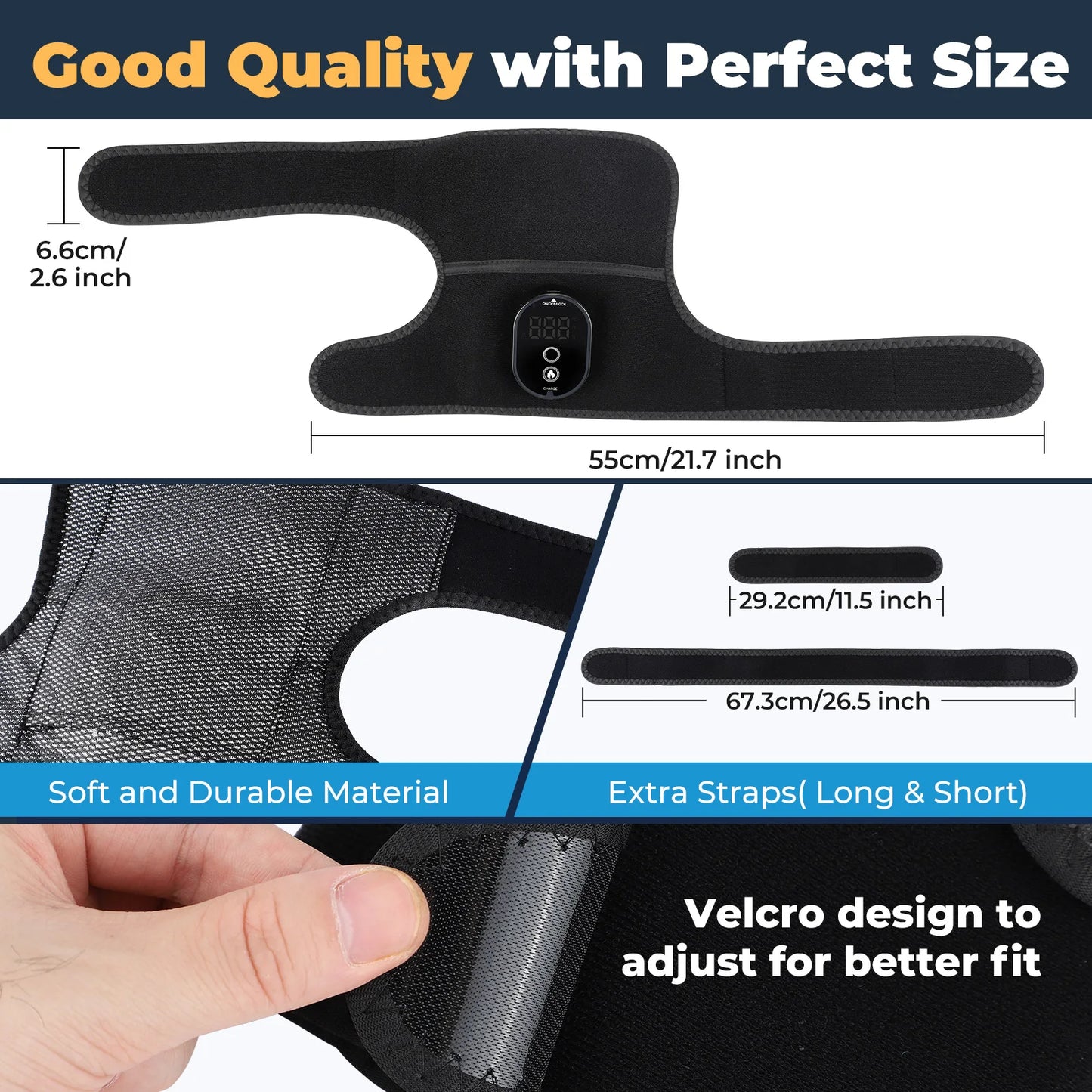 Thermal Knee Massager 3-in-1 Shoulder, Knee, and Elbow Heating Massage Support Brace Rechargeable Vibration Pad Machine Muscle Relaxer