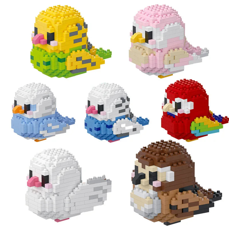 Cute bird puzzle small building block set, creative educational building toys suitable for boys and girls, toys suitable for dec
