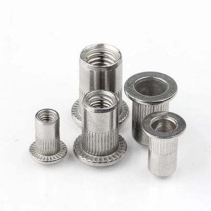 M3 M4 M5 M6 M8 M10 304 Stainless Steel Rivnut Flat Head Threaded Nut Vertical Stripe Rivets Insert Nutsert Cap Rivet Nuts