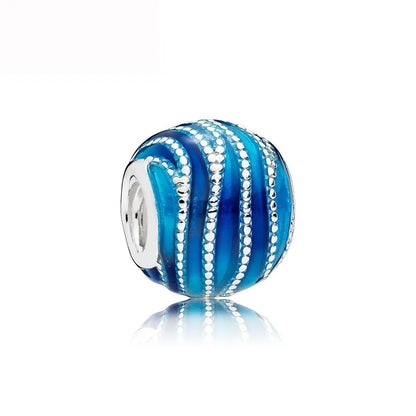 Nuevo colgante de plata 925 compatible con pulsera original, joyas para mujer, serie azul, colgante de pulpo, delfín, búho, camaleón
