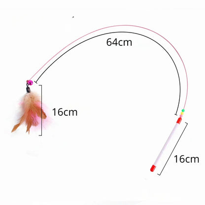 Interactive Cat Toy Hands-Free Cat Stick Playing Kitten Playing Teaser Wand Toy Suction Cup Bird/Feather Cat Wand Pet Supplies