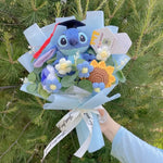 Auténticas muñecas de peluche Amine Stitch con girasoles, rosas, ramos creativos, regalos para Navidad, cumpleaños, graduación y San Valentín