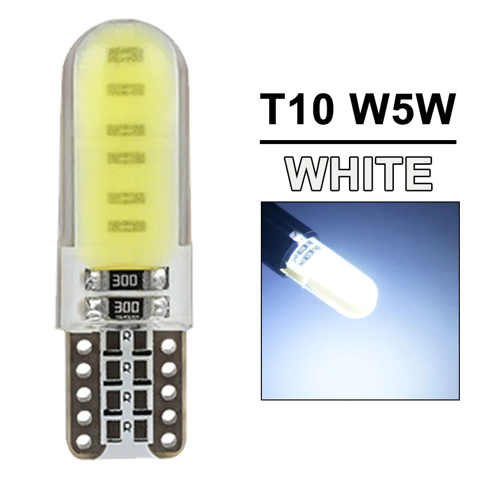 2/4/6/8/10/20 Pcs, T10 W5W LED Bulbs, Car Interior Dome Maps Trunk License Plate Lights, 12V COB-12SMD 7500K White Yellow Red Blue