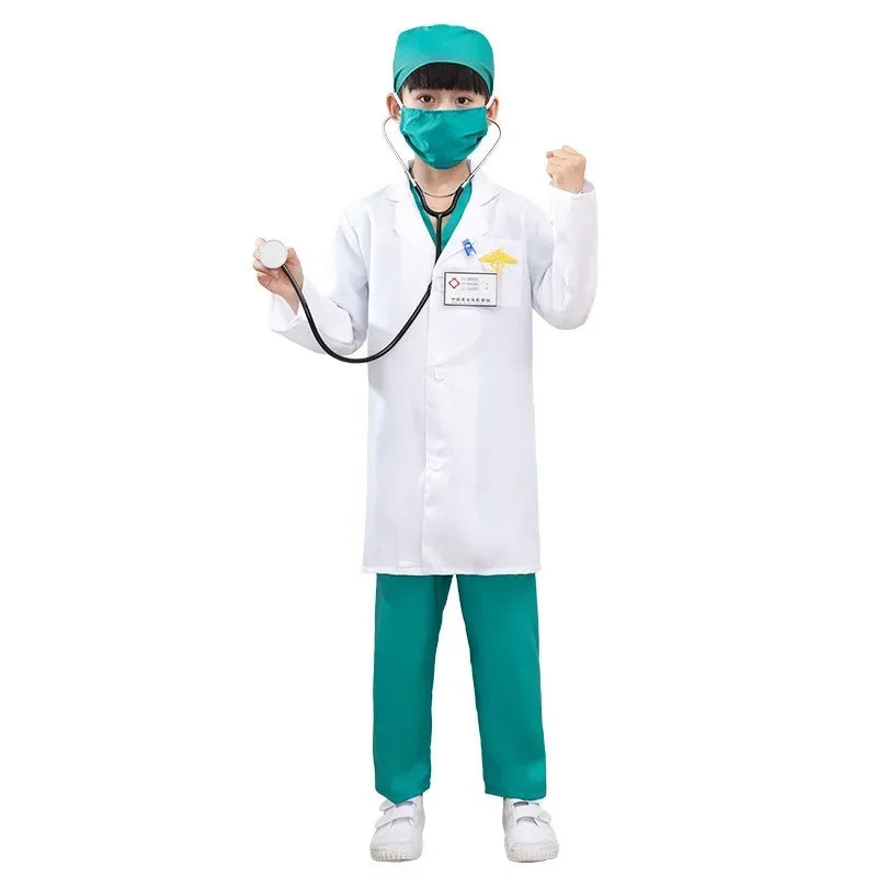 Children's, Men's, and Women's Retro Dance Clothes, Children's White Lab Coat, and Small Doctor's Surgical Clothes. Cosplay Costumes