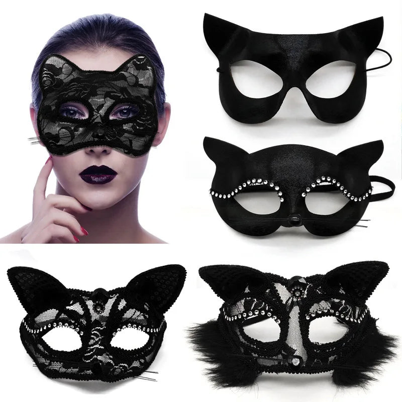 Sexy Lace Mask For Women Masquerade Party Props Halloween Cosplay Costume Accessories Half Face Cover Mask Animals Cat Eye Mask