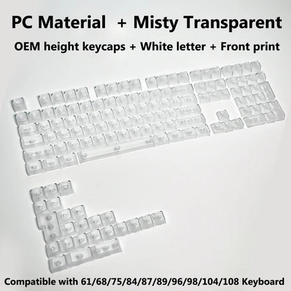 Full Sets Transparent Keycaps for Mechanical Keyboard Front/Side/None Print RGB Backlit Full/Misty Transparent Keycap 130+ Key
