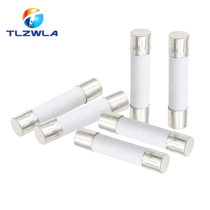 10PCS, 5X20MM 6X30MM Fast Blow Ceramic Fuse, 5*20mm 250V 0.1A 0.25A 0.5A 1A 1.5A 2A 2.5A 3A 3.15A 4A-30A Slow Break The Fuse Tube