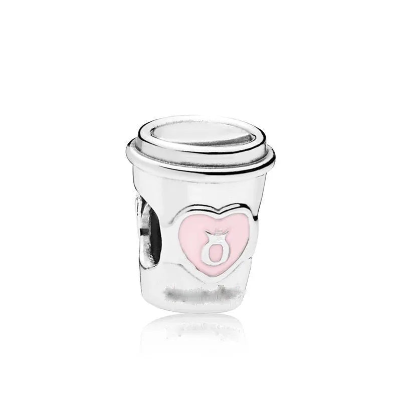 Hot Selling 925 Silver Pink Cake, Dog Paw, Luggage, Cup Bead Pendant Suitable for European Original Bracelet DIY Exquisite Jewelry