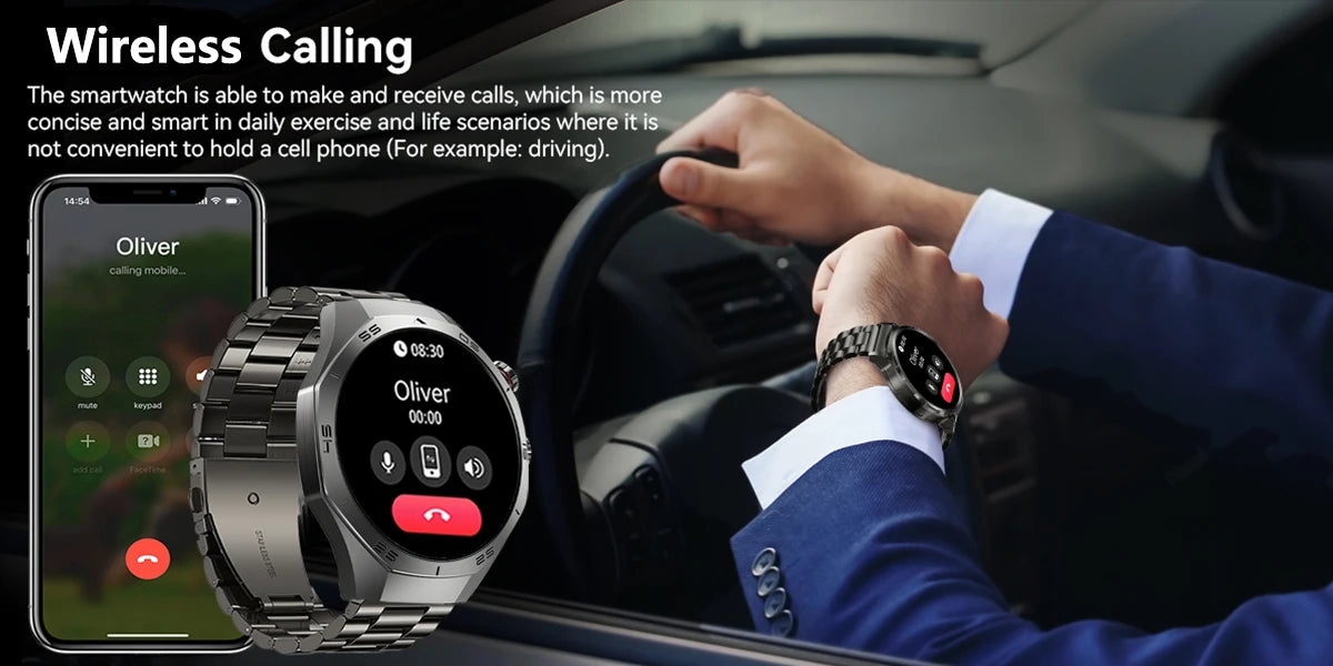 2025New For Android and ios Smart Watch Men AMOLED Screen GPS Motion trajectory Heart Rate Bluetooth Calls SmartWatch Waterproof