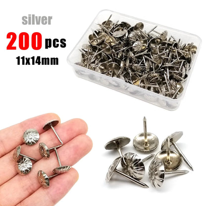 200/300pcs Diameter 11mm Wooden Jewelry Gift Wine Case Box Sofa Decorative Tack Stud Upholstery Nail Pushpin Doornail Box Packed