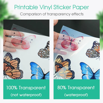 100% Transparent Printable Vinyl Sticker Paper A4 Vinyl Printing Paper for Inkjet Printer DIY Label Sticker Self Adhesive Paper