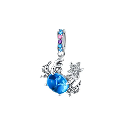 New 925 Silver Octopus crab Charm Bead Sea turtle starfish Seahorse dolphin Pendant Fit Original Bracelet Women DIY Jewelry Gift