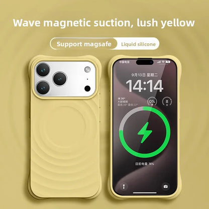 High Quality Solid Color Case For IPhone 17 16 15 14 13 Air Pro Max For Magsafe Liquid Silicone Wave Pattern Anti-Scratch Cover