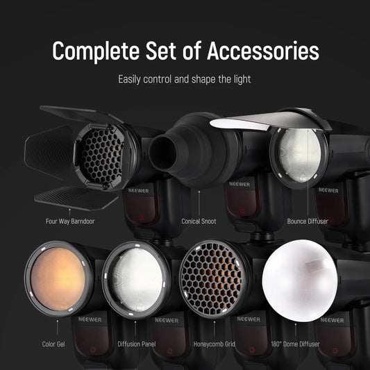 Kit de accesorios magnéticos NEEWER CRM2 para flashes de cabeza redonda Z1-C Z1-N Z1-S Z2-C Z2-N Z2-S, compatible con flashes Godox V1