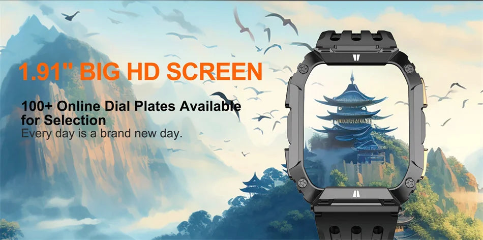 New 1000mAh Battery Smart Watch, 1.95 Inch AMOLED Screen, Men Outdoorsports Watch, IP68 Waterproof Bluetooth Call Sports Smartwatch