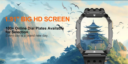 New 1000mAh Battery Smart Watch, 1.95 Inch AMOLED Screen, Men Outdoorsports Watch, IP68 Waterproof Bluetooth Call Sports Smartwatch
