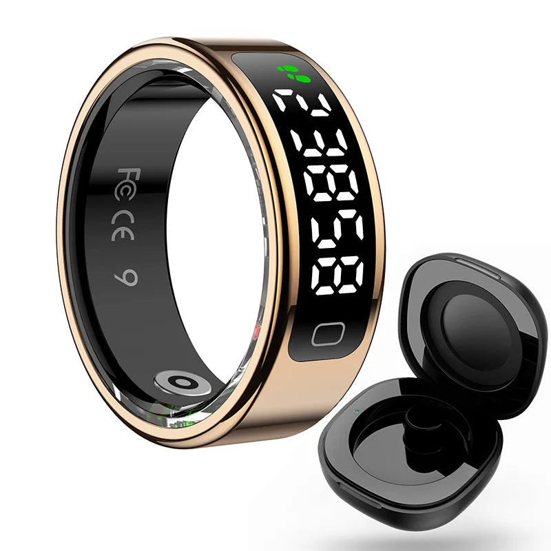 R11C Smart Ring, Men Women, Display Screen Gesture Swipe Video Smartring Waterproof Heart Rate Sleep Monitor Qring for Android IOS