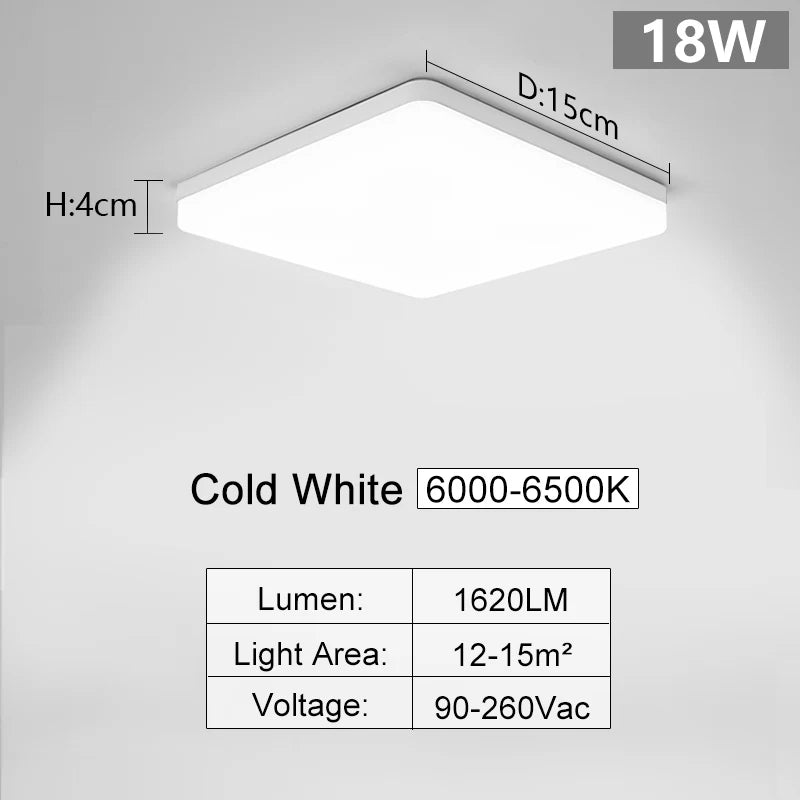 Square Led ceiling lamp, bedroom lighting, Neutral white, cold white, warm white, 48W 36W 24W 18W led ceiling light room, MARPOU