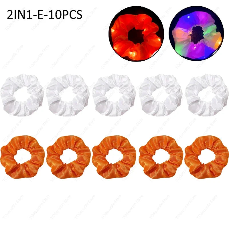LED Luminous Scrunchies Hairband Women Glowing Elastic Hair Tie Hair Rope Girl Glow in the Dark Party Supplies Hair Accessory