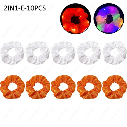 LED Luminous Scrunchies Hairband Women Glowing Elastic Hair Tie Hair Rope Girl Glow in the Dark Party Supplies Hair Accessory