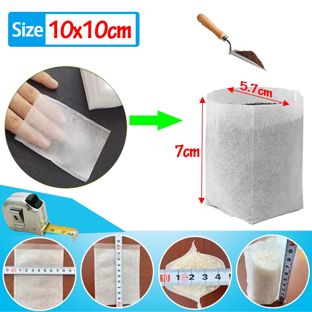 100Pcs Plant Grow Bags Nursery Bags Seeds To Sow Flower Pots Biodegradable Non-woven Fabric For Home Garden Accessories Tools