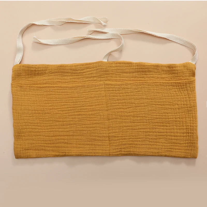 100% Cotton Baby Crib Storage Bag Multifunctional Newborn Bed Headboard Organizer For Kids Baby Bedding Diaper Bag