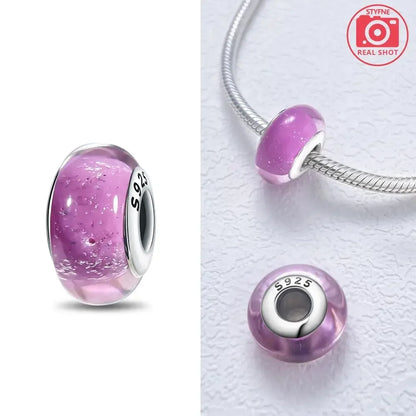 Silver 925 Colorful Flower Series Murano Glass Beads Charm Fit Original Bracelet Murano Glass DIY for Women Jewelry Gift