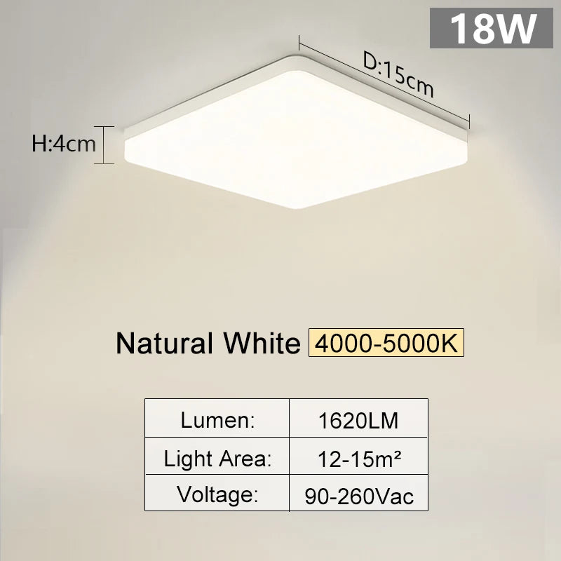 Square Led ceiling lamp, bedroom lighting, Neutral white, cold white, warm white, 48W 36W 24W 18W led ceiling light room, MARPOU