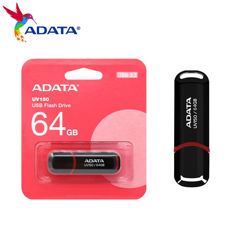 ADATA UV150 USB3.2 High-speed Flash Drive Plug And Play Easy Portable USB Flash Drive Black 256GB 128GB 64GB 32GB