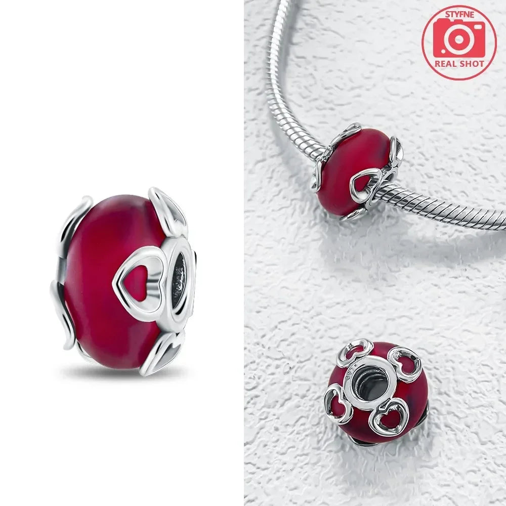 Silver 925 Colorful Flower Series Murano Glass Beads Charm Fit Original Bracelet Murano Glass DIY for Women Jewelry Gift