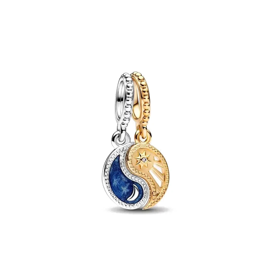 New Fashion 925 Sterling Silver Romantic Starry Sky Moon Sun Stars Pendant Fit Original Charms Bracelet Women Jewelry Gift