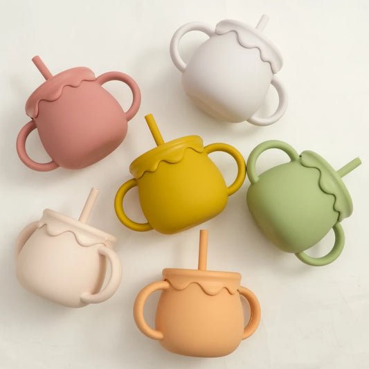 Baby Feeding Cups Portable Drinkware Sippy Cup Solid Food Container Snack Cup Toddlers Learning Cups Newborn Supplies