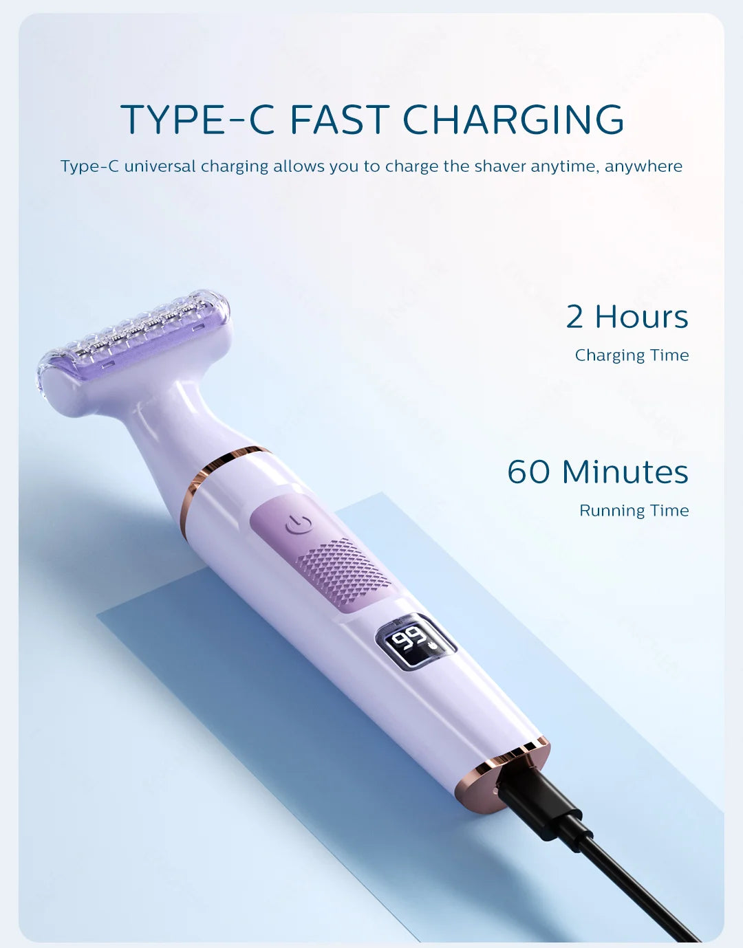 ENCHEN A1 Hair Trimmer For Lady Wet&Dry Suitable For The Whole Body Type-C Fast Charge 3-IN-1 Smooth Painless Detachable Blade