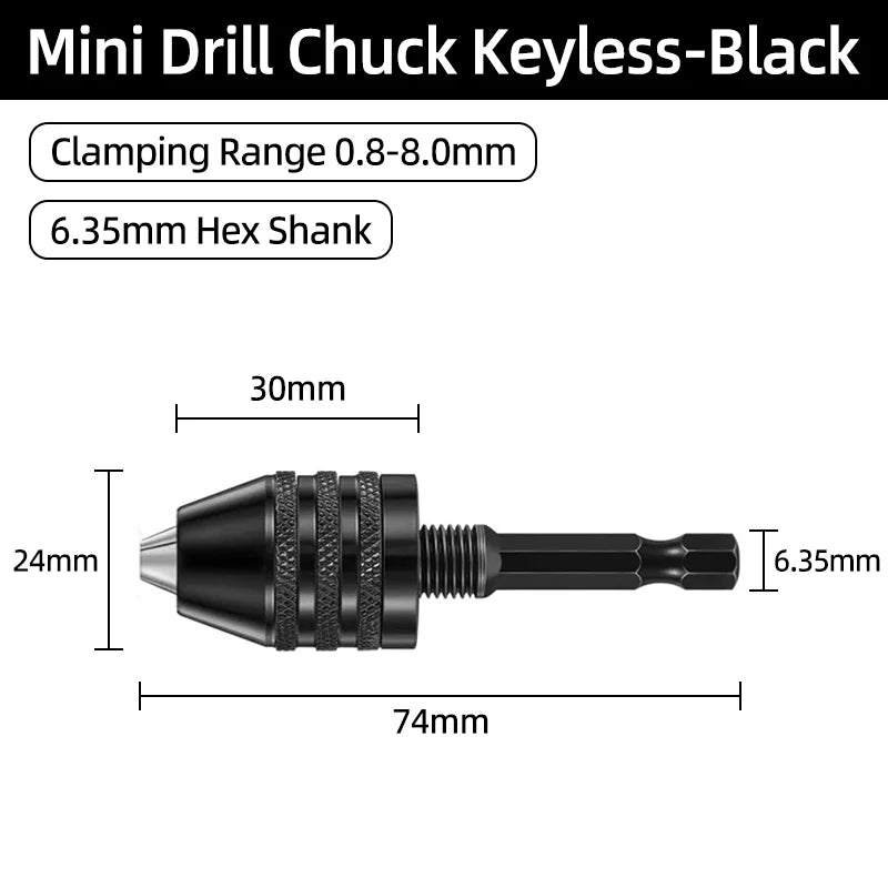 1Pc 1.5-10mm OR 0.8-10mm 1/4" Hex Shank Drill Chuck Keyless Drilling Quick Change Bit Adapter Converter Woodworking Power Tool