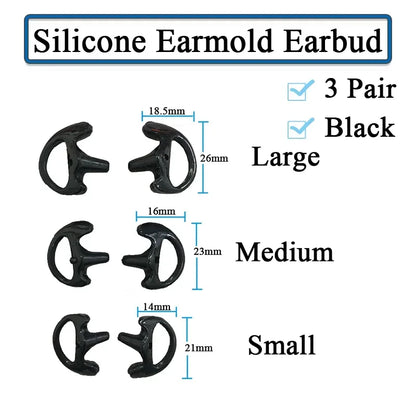 3-Pair Ear Mold Earbud Replacement Soft Silicone Earmould Earplug S/M/L Size for Walkie Talkie Radio Acoustic Earpieces Headsets