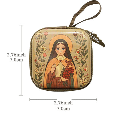 7x7cm, Virgin Mary Jesus Prayer Rosary Bag, Religious Jewelry Storage Box, Articulos Religiosos Catolico