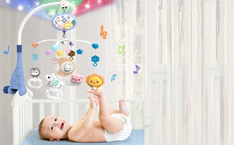 Baby Crib Mobile with Lights Music Projection for Infants 0-6 Months Remote Control Crib Toys for Newborn Baby Mobile for Crib