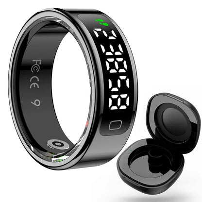 R11C Smart Ring, Men Women, Display Screen Gesture Swipe Video Smartring Waterproof Heart Rate Sleep Monitor Qring for Android IOS