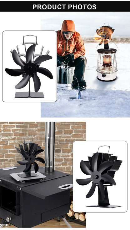 7 Blades Stove Fan Heat Powered Fireplace Fan Log Wood Burner Aluminum Alloy Eco-Fan Quiet Home Warm Efficient Heat Distribution