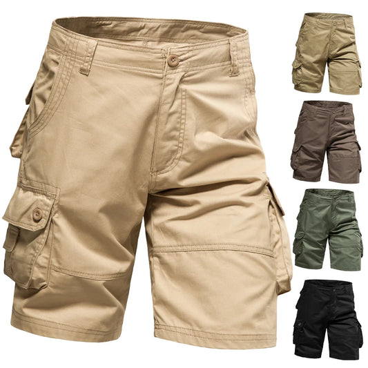 Men's Shorts Loose Large Size Multi-Pocket Overall, Summer Cotton Comfortable Nickel Pants, Outdoor Casual, Sports Beach Pants