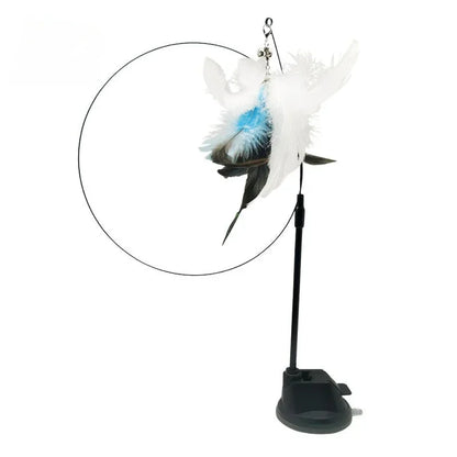 Interactive Cat Toy Hands-Free Cat Stick Playing Kitten Playing Teaser Wand Toy Suction Cup Bird/Feather Cat Wand Pet Supplies