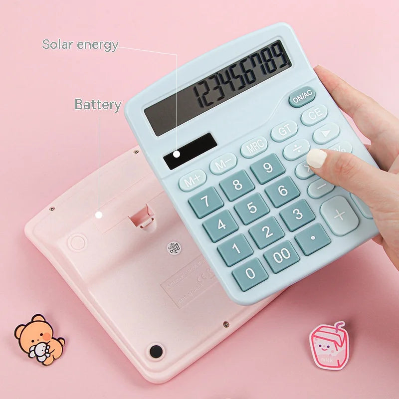 12-Digit Electronic Calculator Solar Calculator Dual Power Supply Calculator for Home Office School Financial Accounting Tools