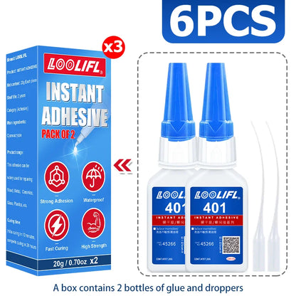 strong transparent 401 adhesive, rubber repair, multifunctional adhesive for metal plastic parts. Excellent bonding tool, 20ml