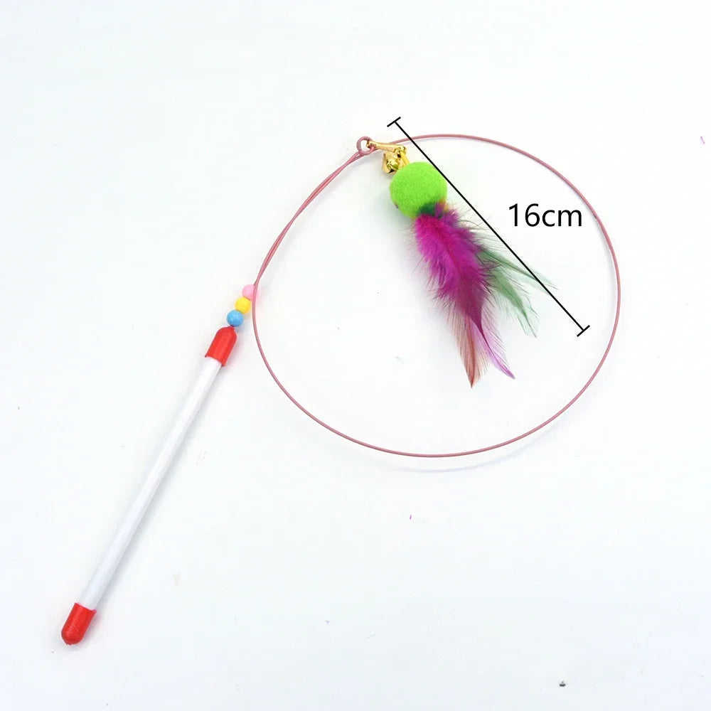 Interactive Cat Toy Hands-Free Cat Stick Playing Kitten Playing Teaser Wand Toy Suction Cup Bird/Feather Cat Wand Pet Supplies